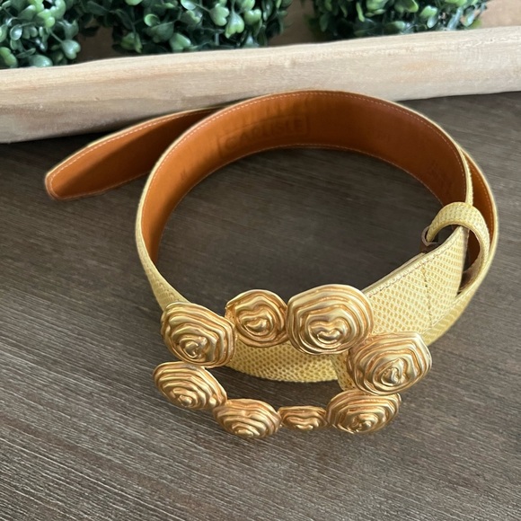VINTAGE CARLISLE Yellow Snakeskin Belt Sz M NWOT - Picture 7 of 7